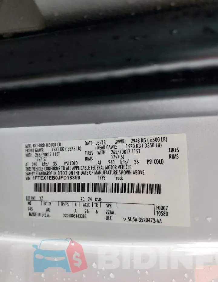 1FTEX1EB0JFD18359 Photo# 10