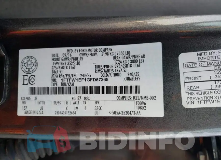 1FTFW1EF1GFD57268 Photo# 10