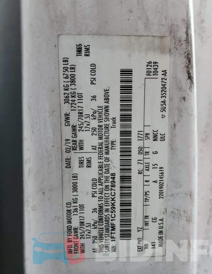 1FTMF1C59KKC78948 Photo# 12