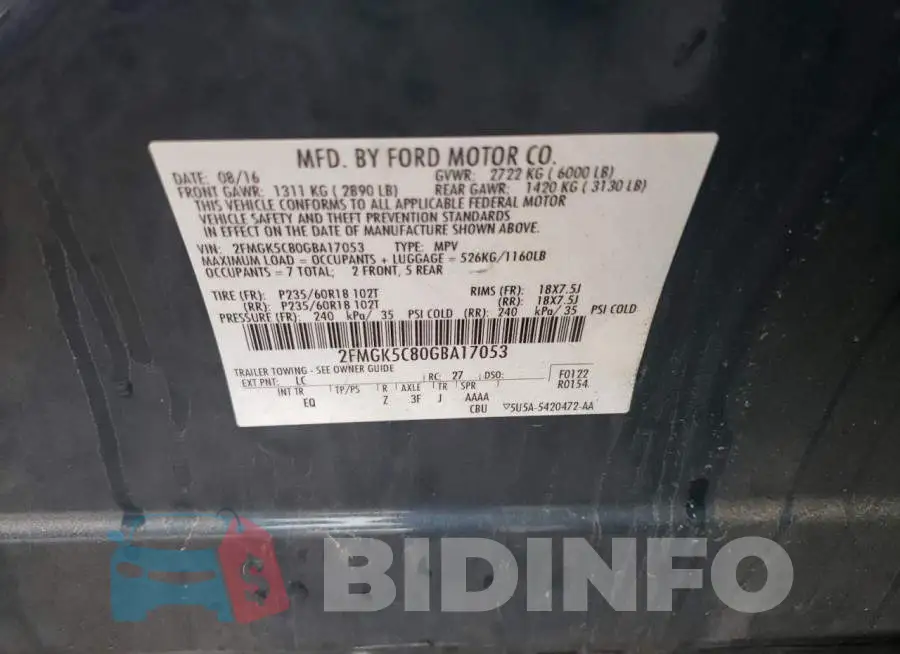 2FMGK5C80GBA17053 Photo# 10