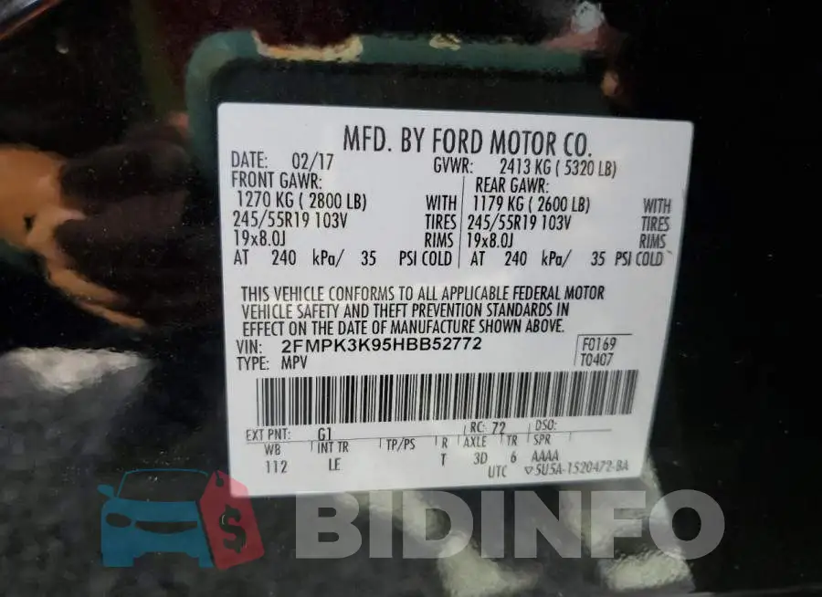 2FMPK3K95HBB52772 Photo# 10