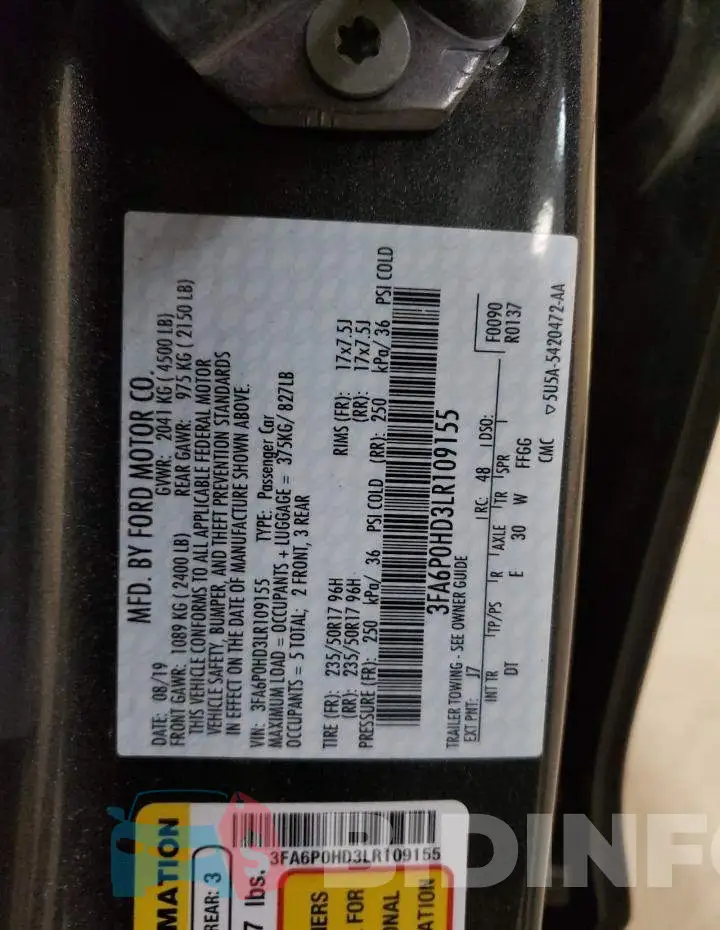 3FA6P0HD3LR109155 Photo# 10
