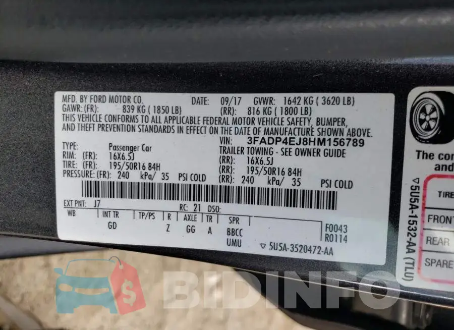 3FADP4EJ8HM156789 Photo# 10