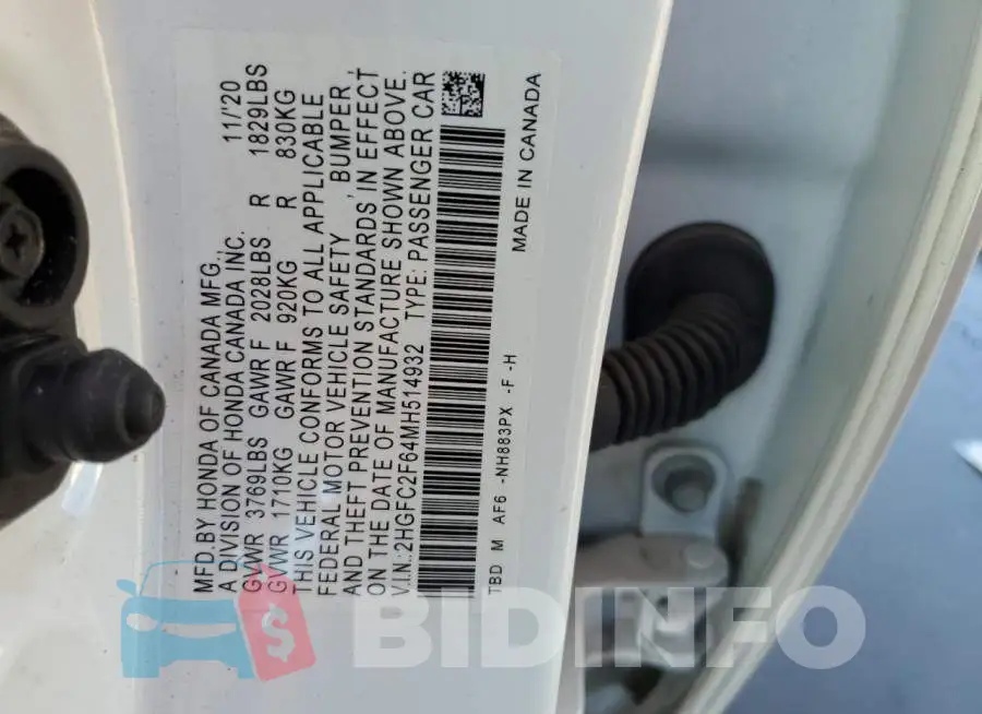 2HGFC2F64MH514932 Photo# 10