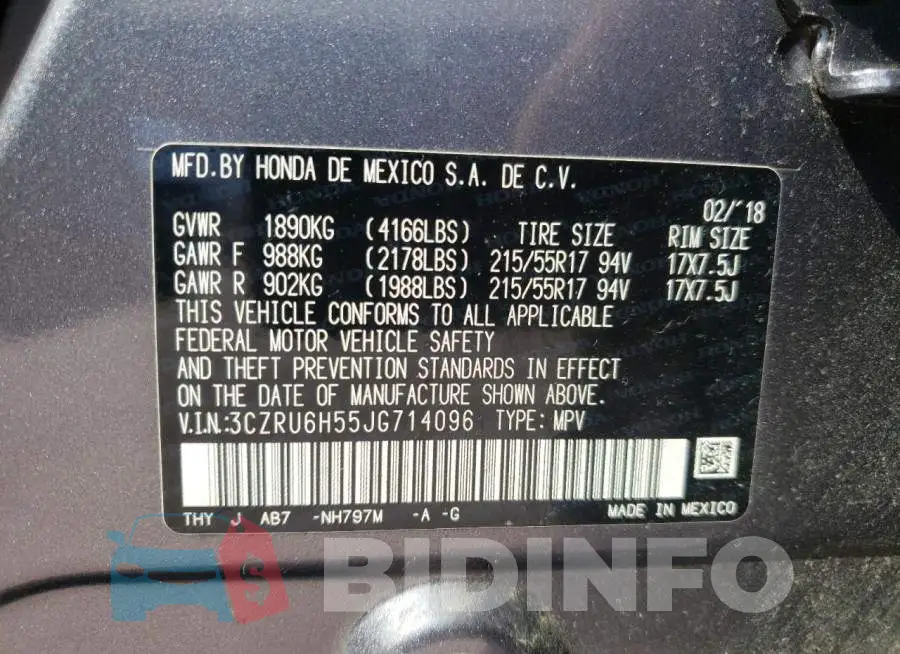 3CZRU6H55JG714096 Photo# 10