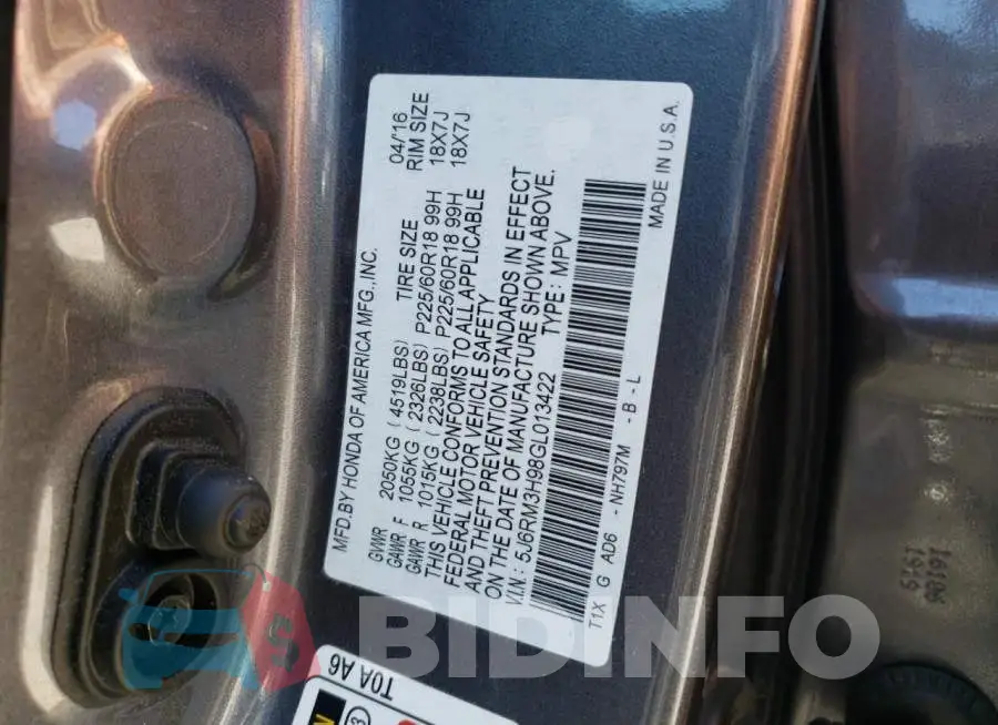 5J6RM3H98GL013422 Photo# 10
