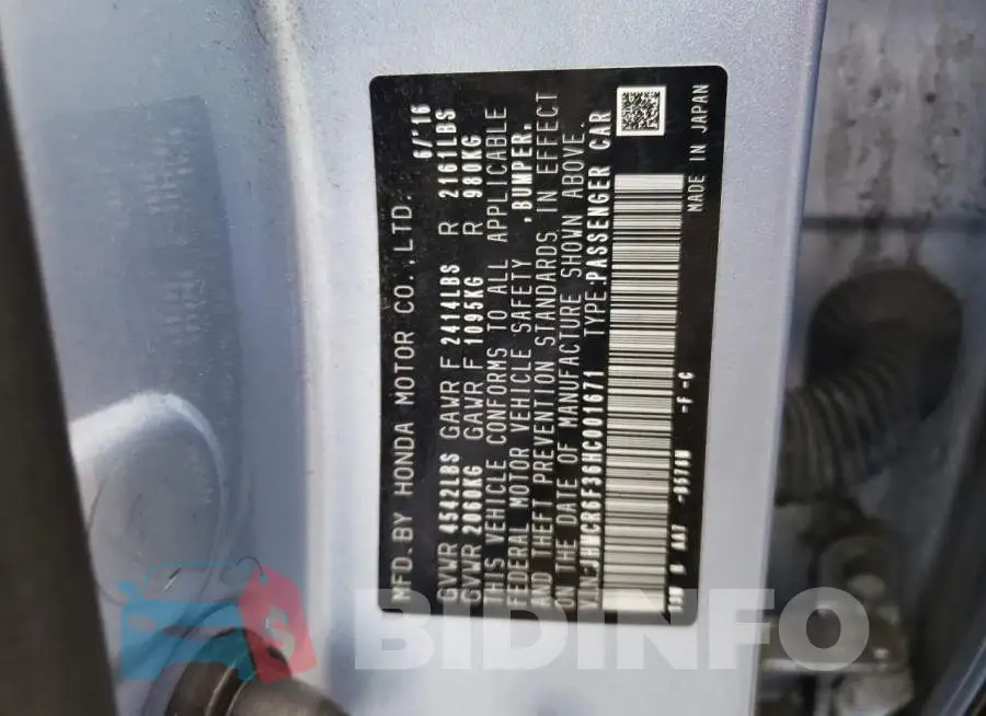 JHMCR6F36HC001671 Photo# 10