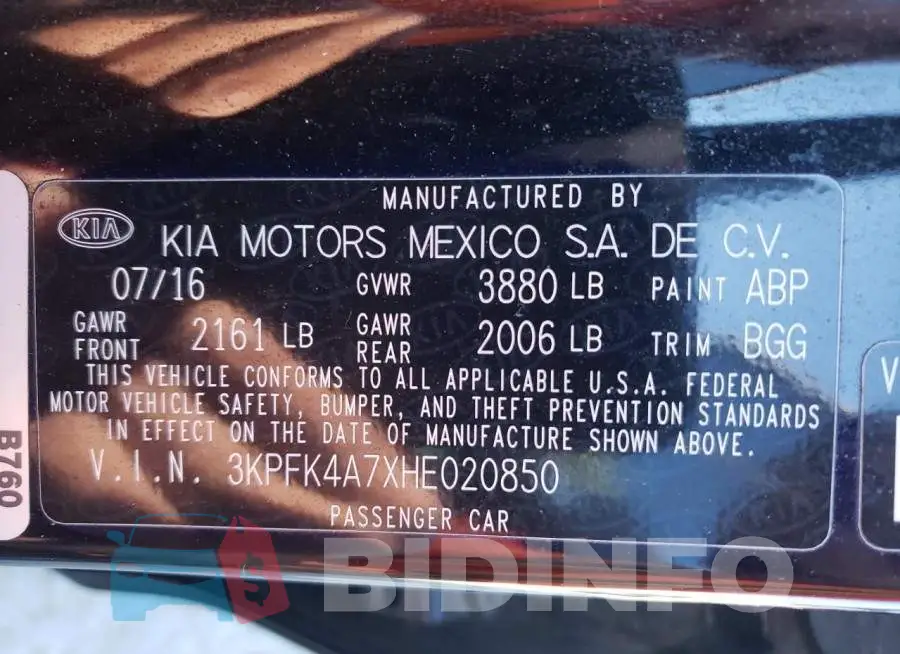 3KPFK4A7XHE020850 Photo# 10