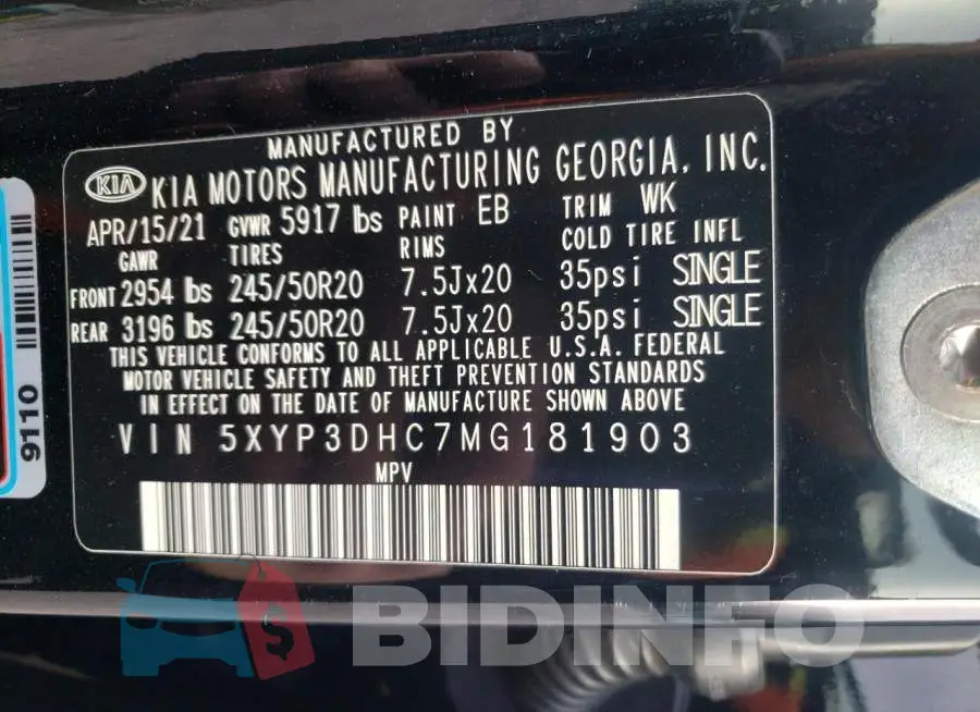 5XYP3DHC7MG181903 Photo# 10
