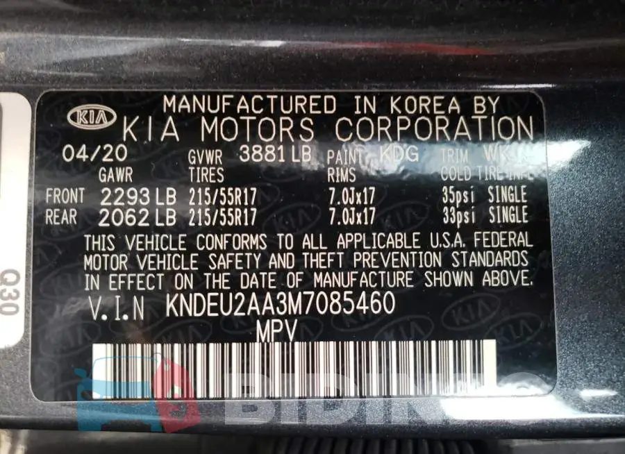 KNDEU2AA3M7085460 Photo# 10
