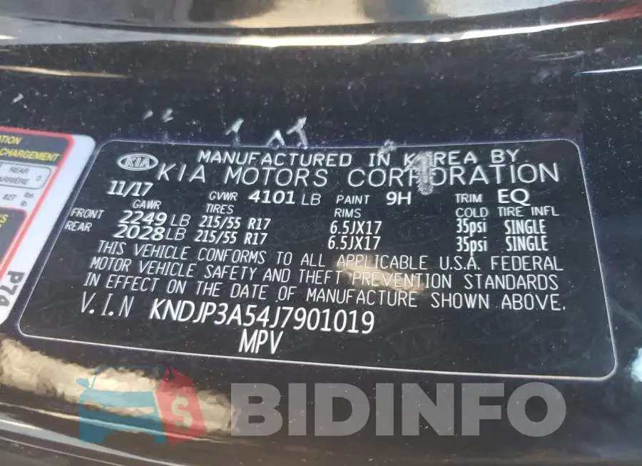 KNDJP3A54J7901019 Photo# 10