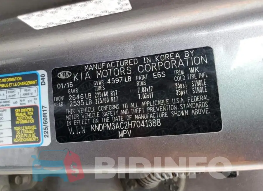 KNDPM3AC2H7041388 Photo# 10