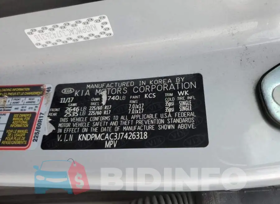 KNDPMCAC3J7426318 Photo# 10