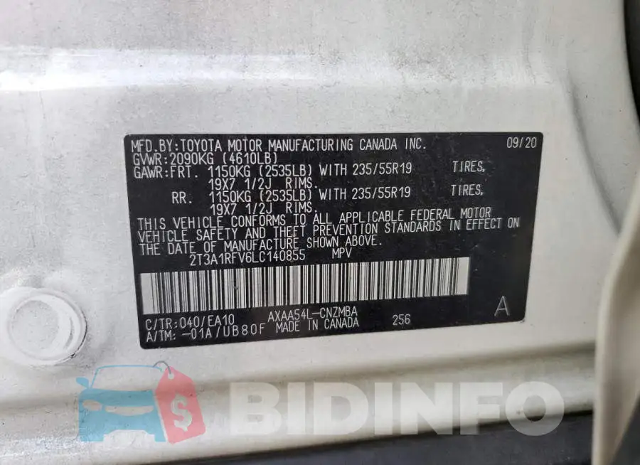 2T3A1RFV6LC140855 Photo# 10