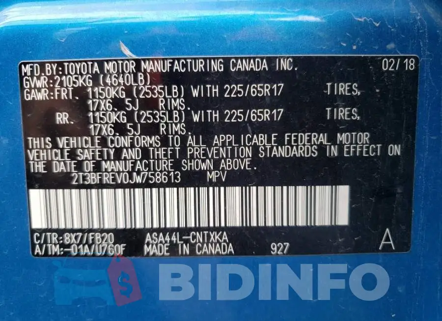 2T3BFREV0JW758613 Photo# 10