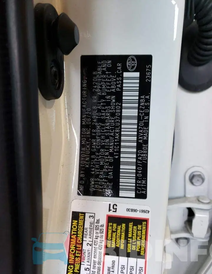 4T1C11AK8LU370802 Photo# 10