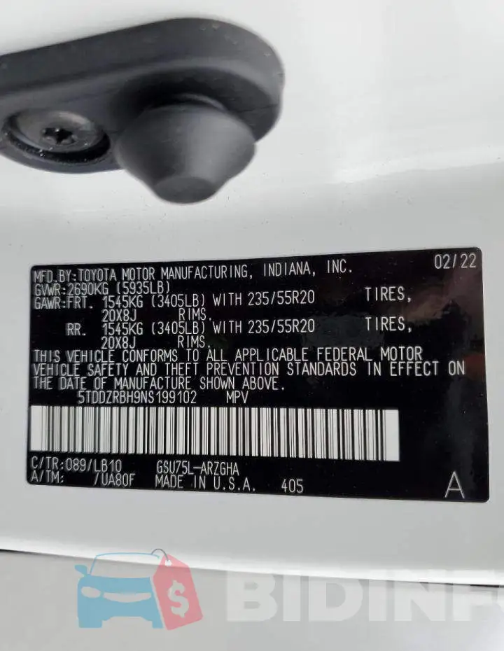 5TDDZRBH9NS199102 Photo# 10
