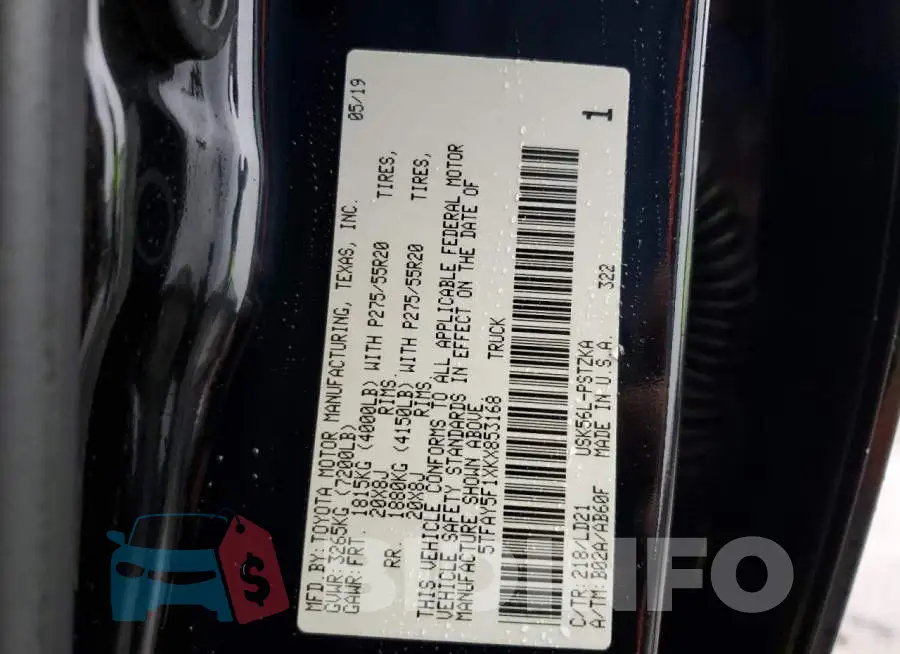 5TFAY5F1XKX853168 Photo# 10