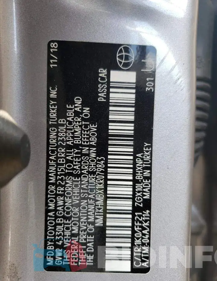 NMTKHMBX1KR079843 Photo# 10