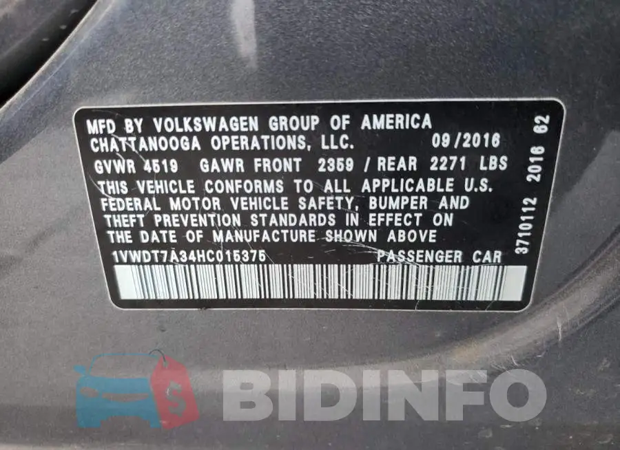 1VWDT7A34HC015375 Photo# 10