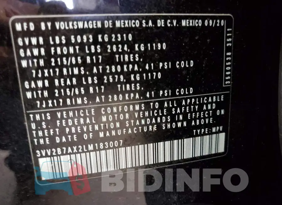 3VV2B7AX2LM183007 Photo# 10