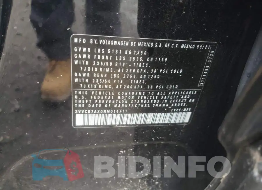3VVCB7AX0NM014711 Photo# 10