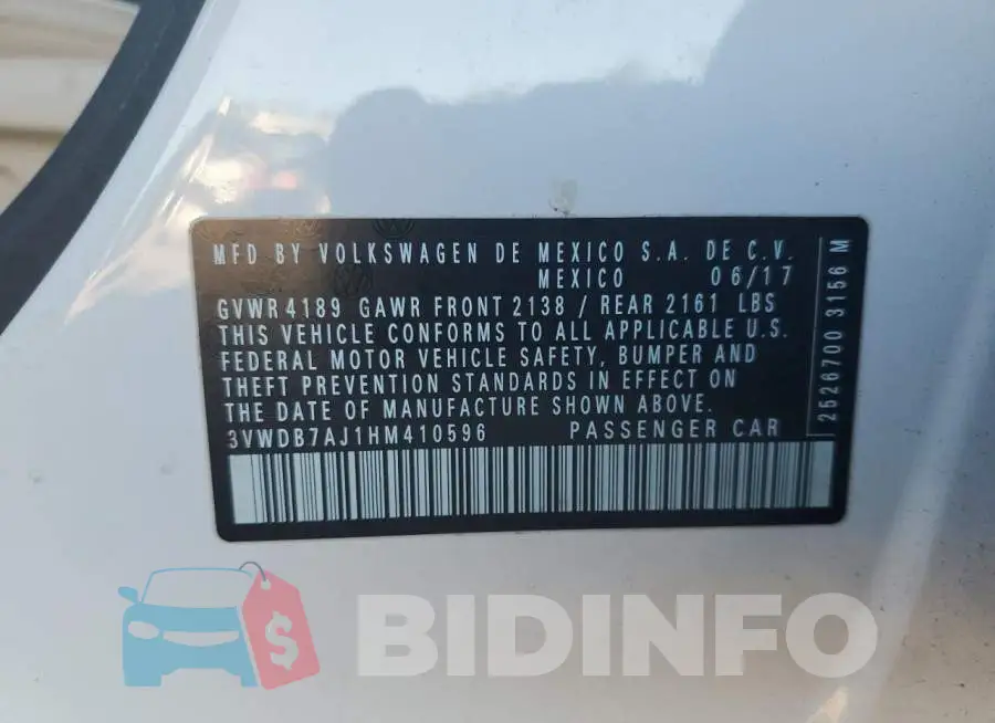 3VWDB7AJ1HM410596 Photo# 10