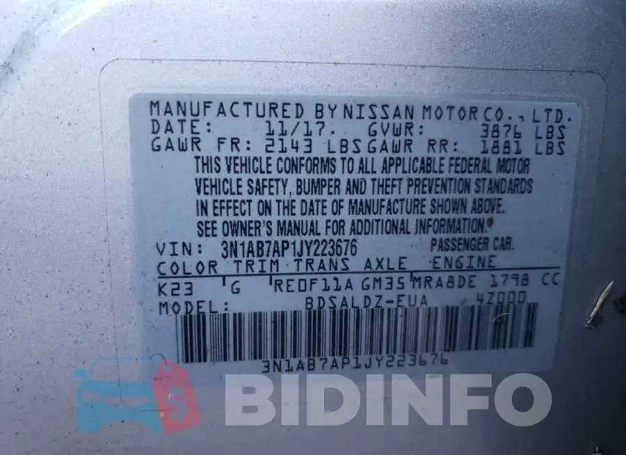 3N1AB7AP1JY223676 Photo# 10