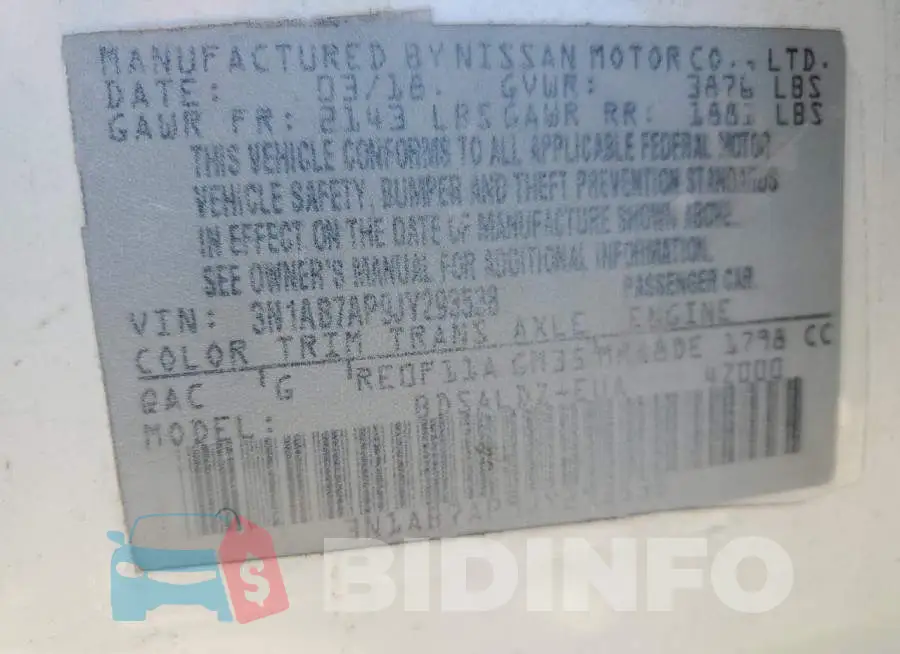 3N1AB7AP9JY293538 Photo# 10