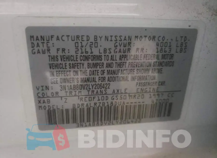 3N1AB8DV2LY206422 Photo# 10