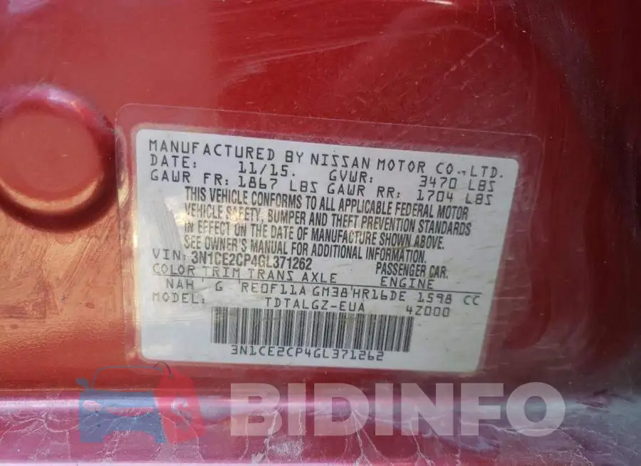 3N1CE2CP4GL371262 Photo# 10