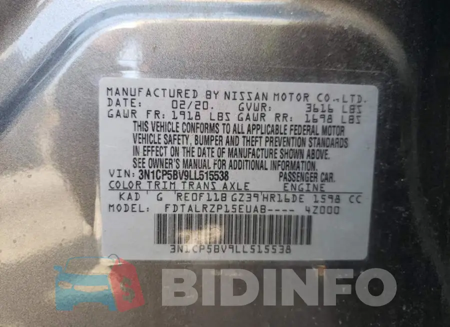 3N1CP5BV9LL515538 Photo# 10