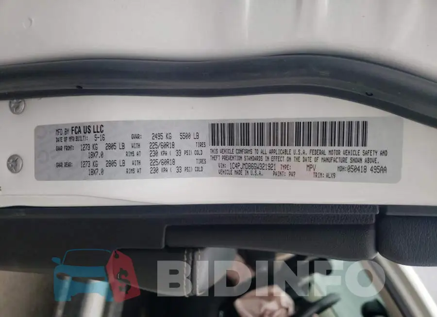 1C4PJMDB6GW321921 Photo# 10