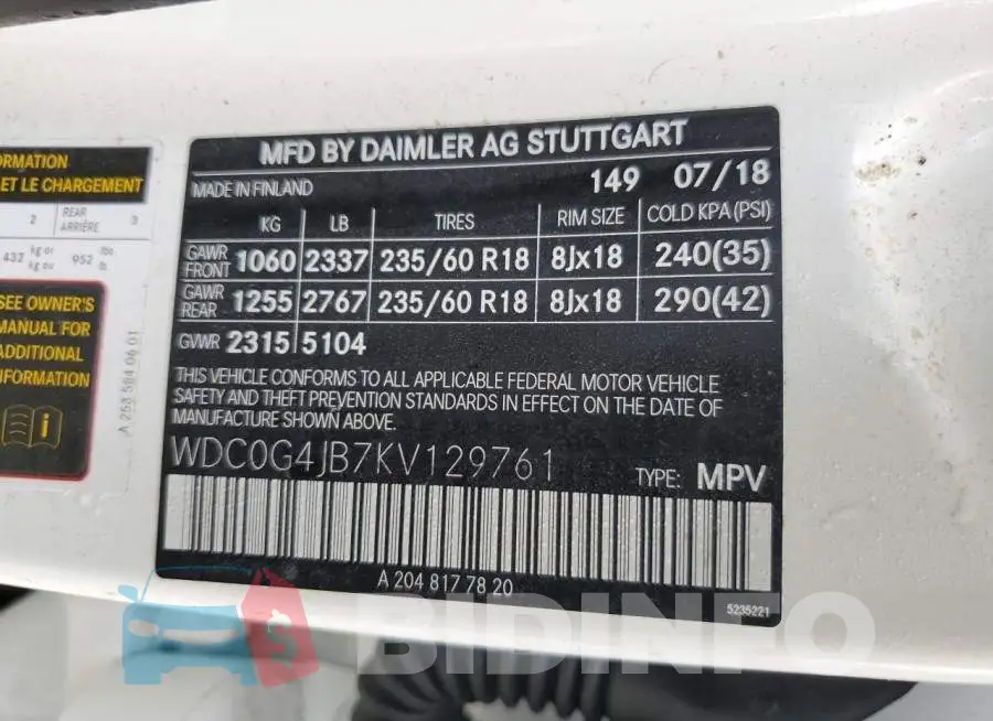 WDC0G4JB7KV129761 Photo# 10