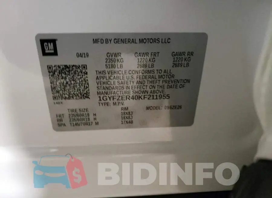 1GYFZER40KF211955 Photo# 10