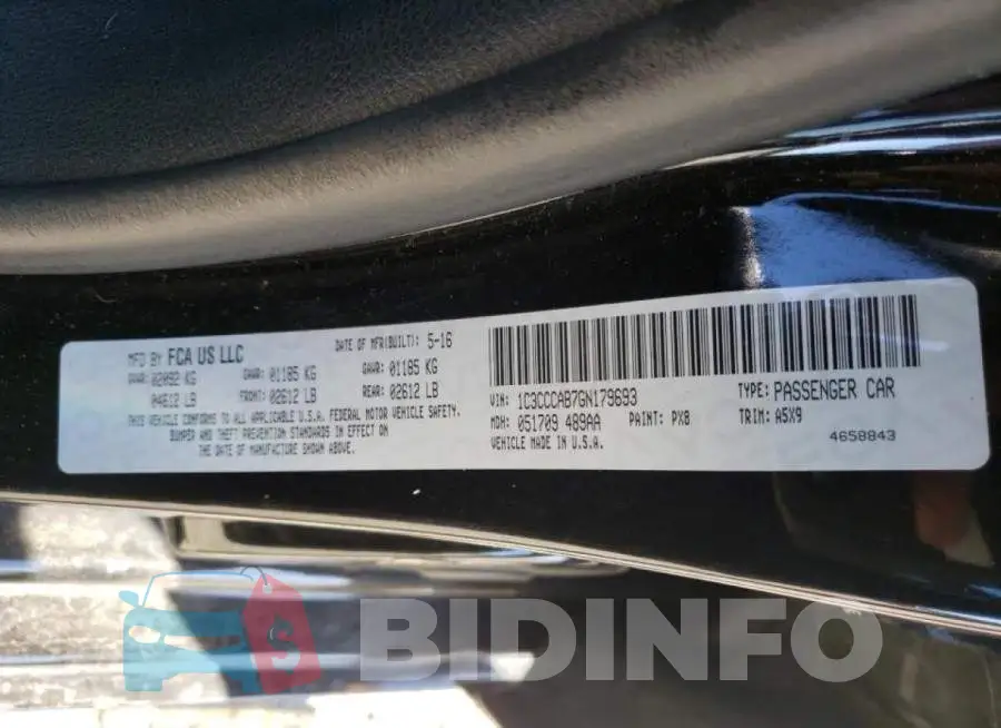 1C3CCCAB7GN179693 Photo# 10