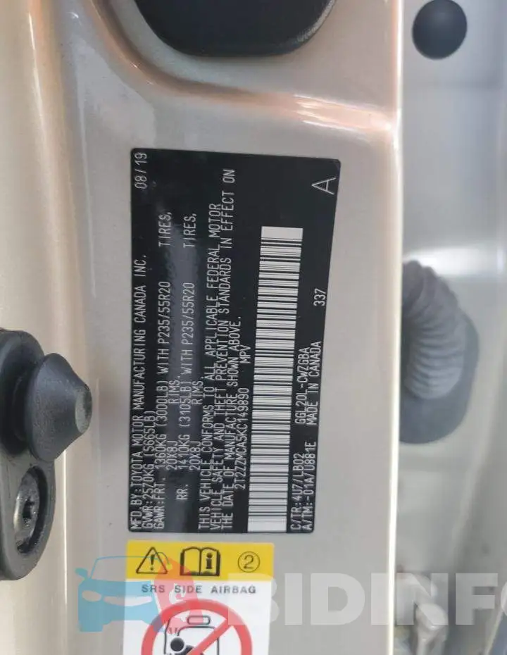 2T2ZZMCA5KC149890 Photo# 10