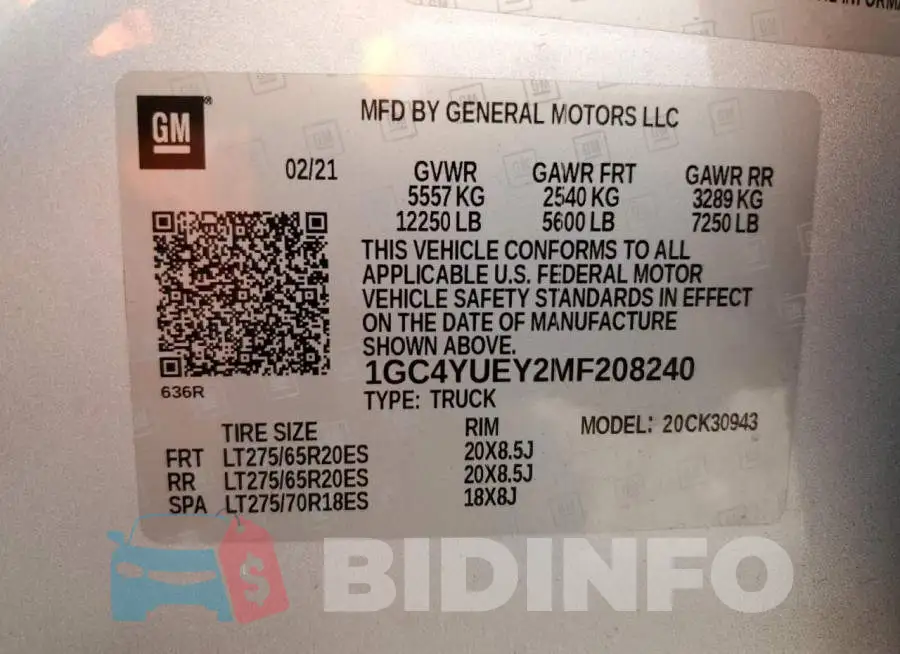 1GC4YUEY2MF208240 Photo# 10