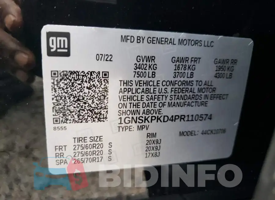 1GNSKPKD4PR110574 Photo# 10
