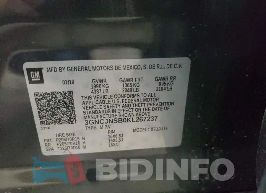3GNCJNSB0KL267237 Photo# 10