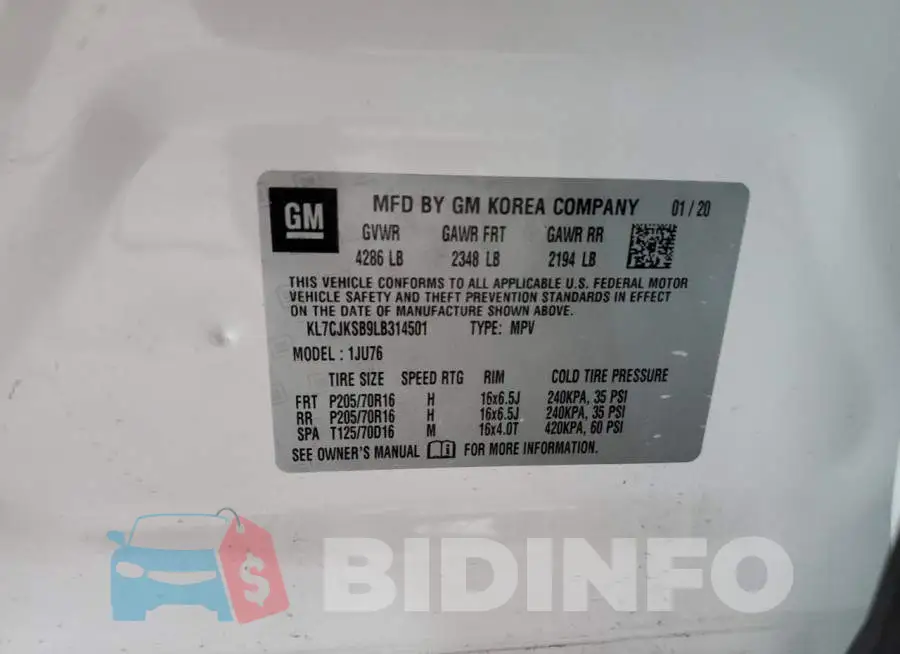 KL7CJKSB9LB314501 Photo# 10