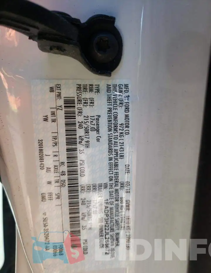 1FADP3H22JL268672 Photo# 10
