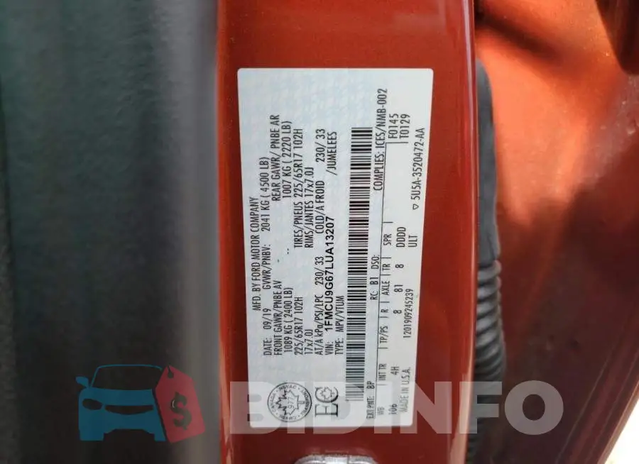 1FMCU9G67LUA13207 Photo# 10