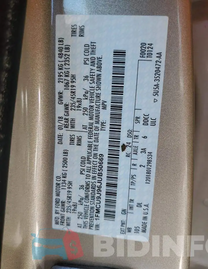 1FMCU9J96JUB50669 Photo# 10