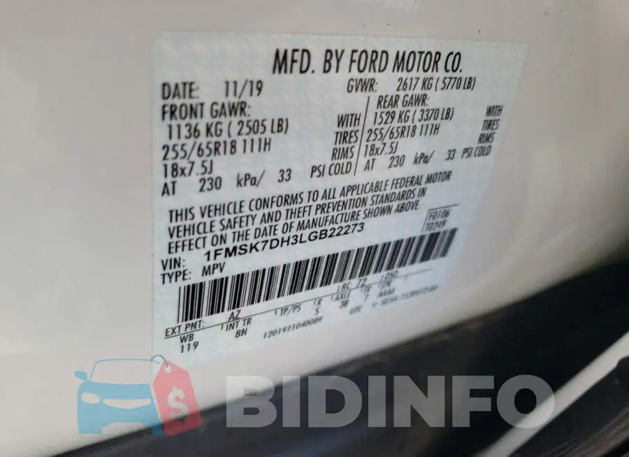 1FMSK7DH3LGB22273 Photo# 10