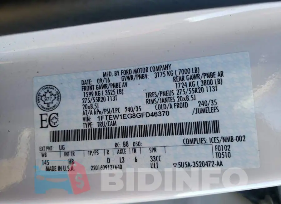 1FTEW1EG8GFD46370 Photo# 10