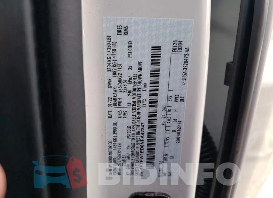 1FTFW1ED6NFA42347 Photo# 10