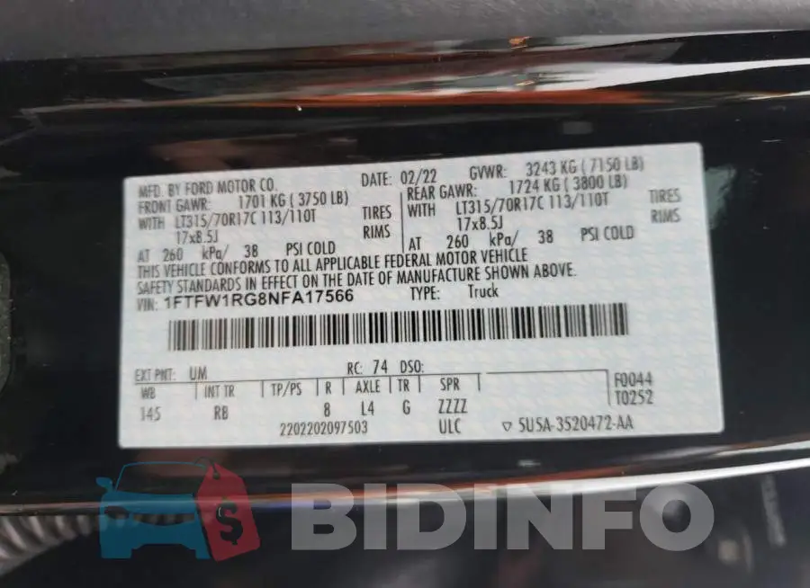 1FTFW1RG8NFA17566 Photo# 10
