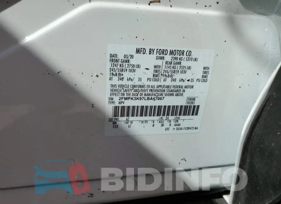 2FMPK3K97LBA67067 Photo# 10