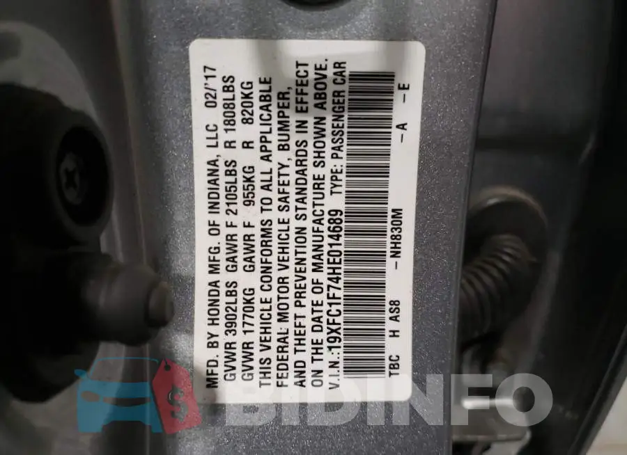 19XFC1F74HE014689 Photo# 10